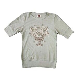 Harley‎ Davidson Shirt Womens M Waffle Knit Bikercore Y2k Motorcycle Punk Edgy